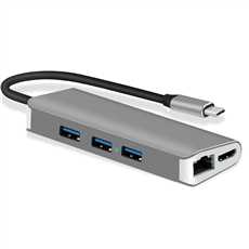 Aluminum 8 in 1 Type-C hub  with 3*USB3.0+1*1000 Mbps RJ45+1*PD 3.0+1*Micro SD+1*SD+1*HDMI