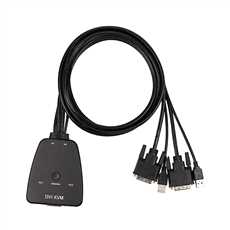 DVI  Switch Built-in Cable 2 in 1 out with 2 USB Port for Keyborad/Mouse