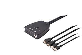 4K HDMI Switch Built-in Cable 2 in 1 out with 2 USB Port for Keyborad/Mouse